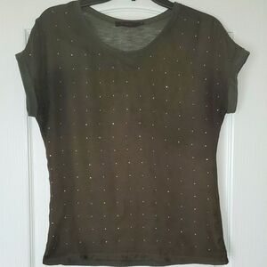 The Limited Olive Studded Top Women's  Sz S